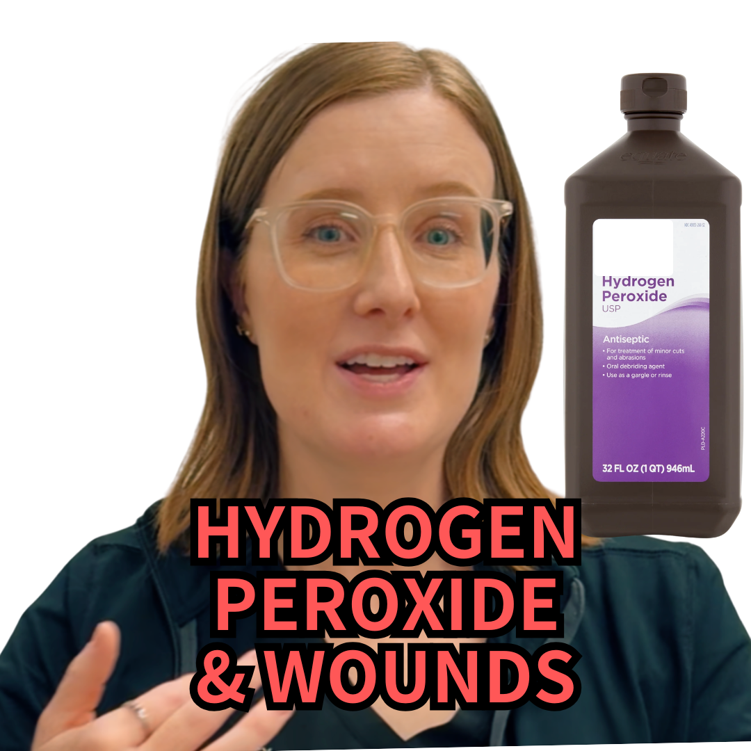 Dr Vinson with a bottle of hydrogen peroxide