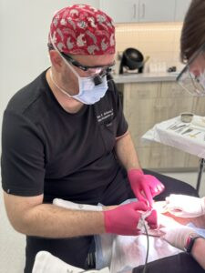 Dr. Boothman performs surgery on a leg at our SE Boise clinic. 